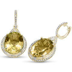 GEMSTONE CLOSEOUT!  23.92ct G SI 14K Yellow Gold Citrine & Diamond Drop Earrings