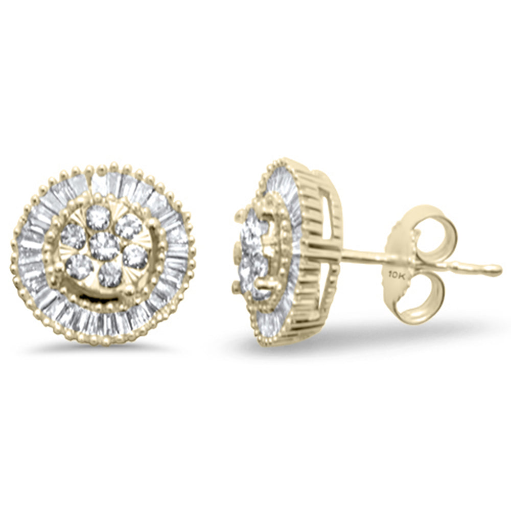 DIAMOND CLOSEOUT! .36ct G SI 10K Yellow Gold Baguette & Round Diamond Earrings