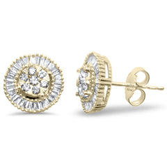 DIAMOND CLOSEOUT! .36ct G SI 10K Yellow Gold Baguette & Round Diamond Earrings