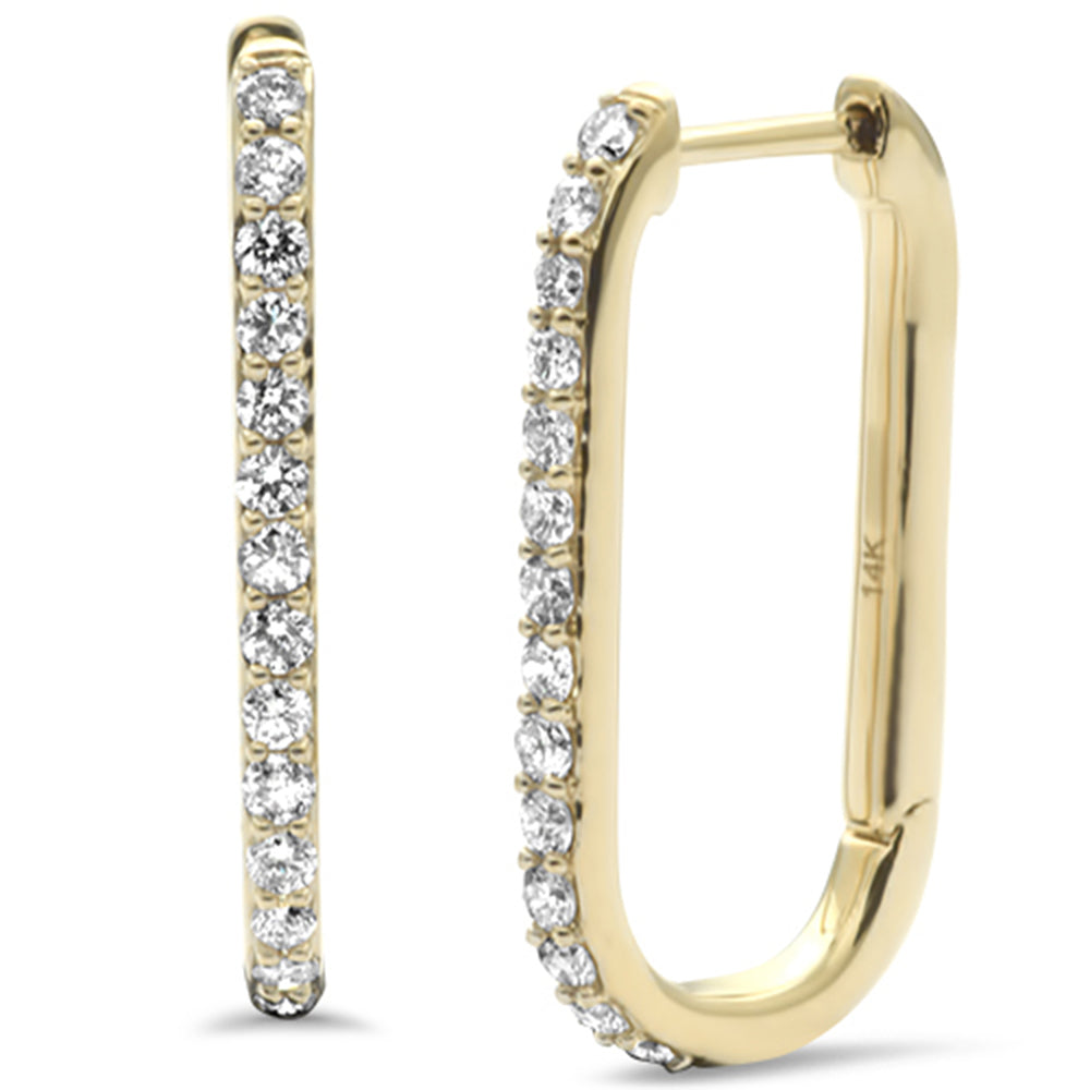 DIAMOND CLOSEOUT! .49ct G SI 14K Yellow Gold Diamond Elongated Hoop Earrings