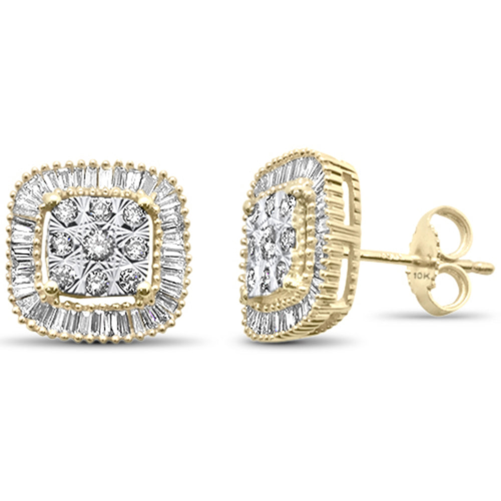 DIAMOND CLOSEOUT! .65ct G SI 10K Yellow Gold Diamond Baguette & Diamond Earrings