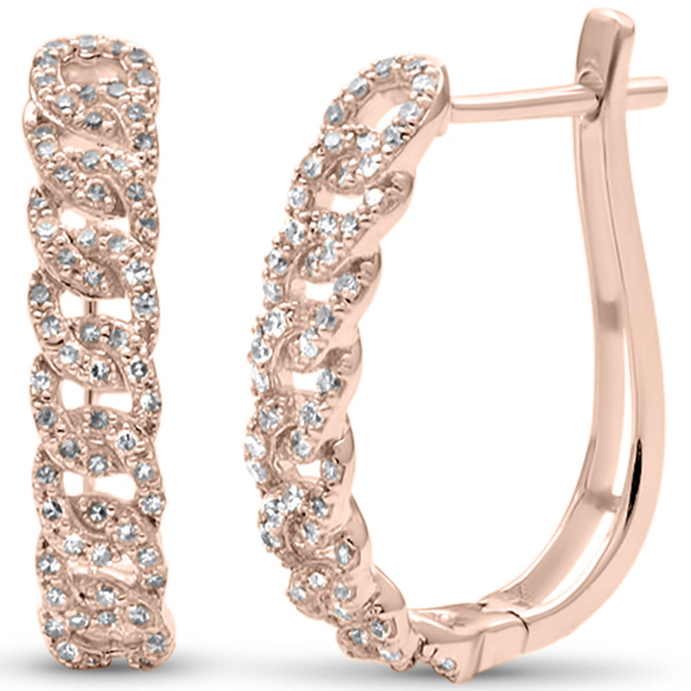 DIAMOND CLOSEOUT! .48ct G SI 14KT Rose Gold Diamond J Hoop Cuban Link Earrings