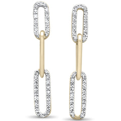 DIAMOND CLOSEOUT! .29ct G SI 14K Yellow Gold Diamond Paper Clip Style Dangling Earrings
