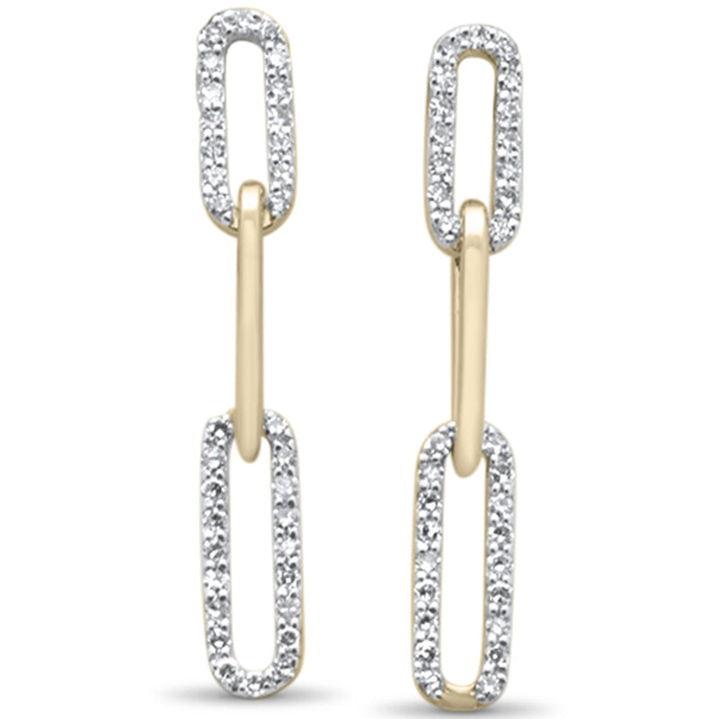 DIAMOND CLOSEOUT! .29ct G SI 14K Yellow Gold Diamond Paper Clip Style Dangling Earrings
