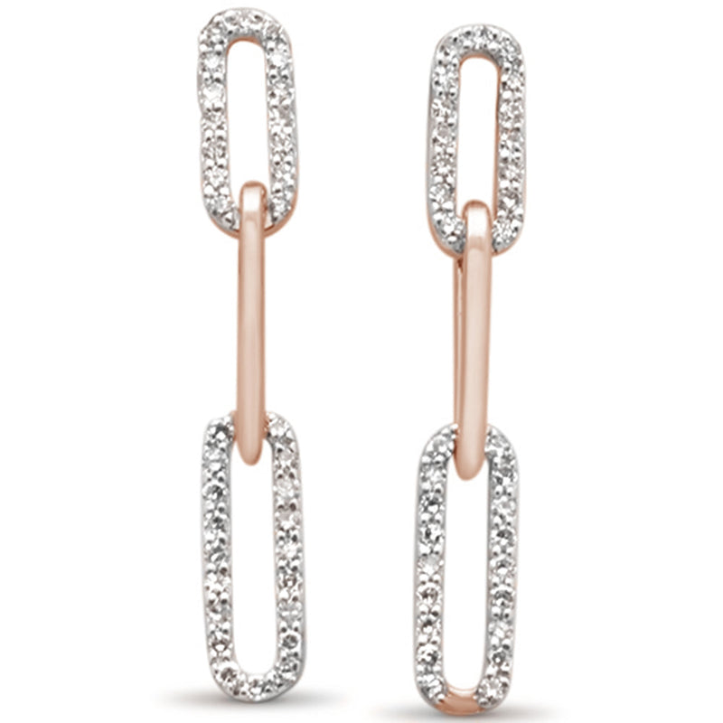 DIAMOND CLOSEOUT! .29ct G SI 14K Rose Gold Diamond Paper Clip Style Dangling Earrings