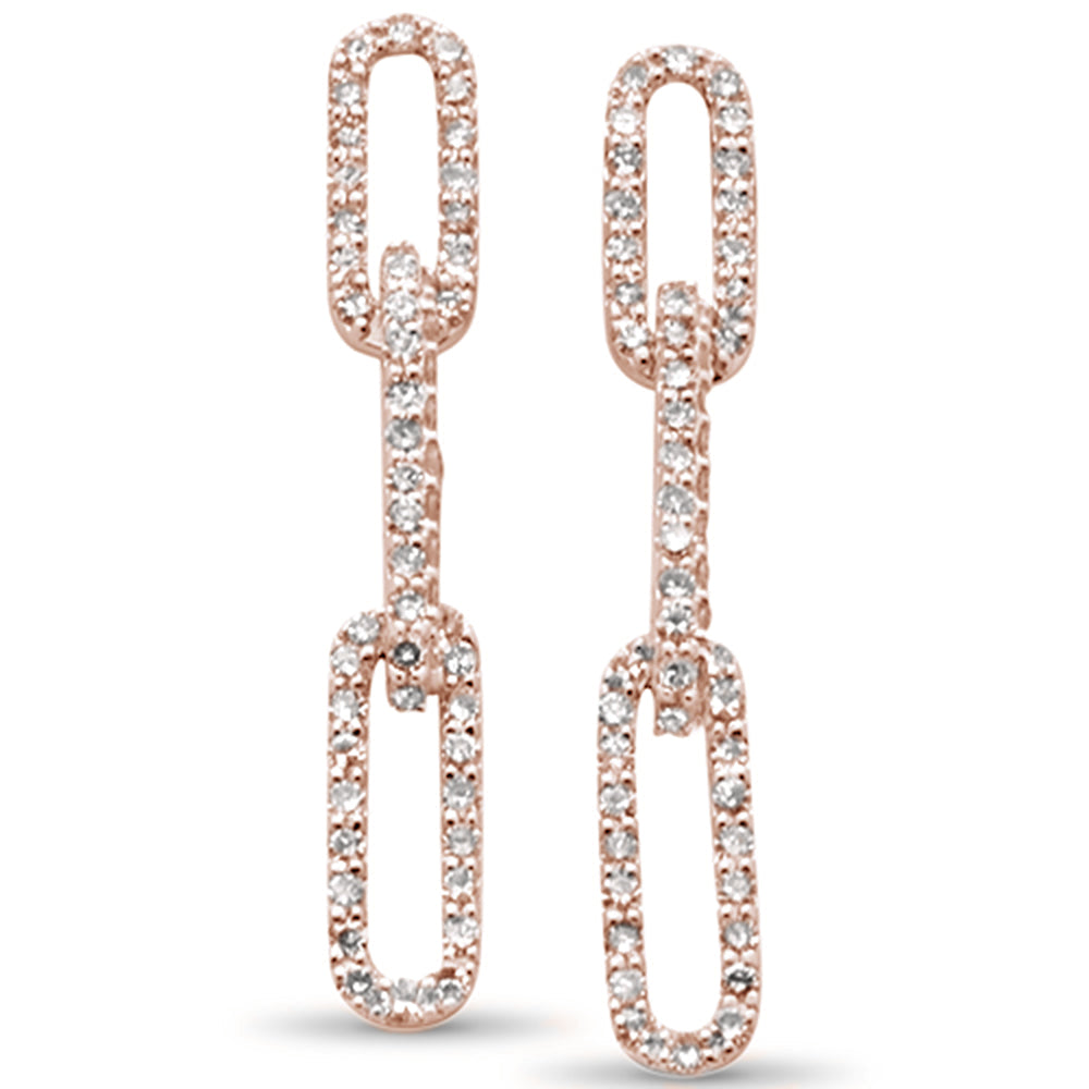 DIAMOND CLOSEOUT! .51ct G SI 14K Rose Gold Diamond Paper Clip Style Dangling Earrings