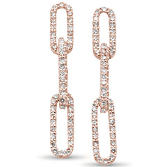 DIAMOND CLOSEOUT! .51ct G SI 14K Rose Gold Diamond Paper Clip Style Dangling Earrings