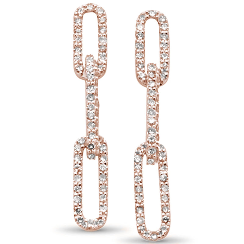 DIAMOND CLOSEOUT! .51ct G SI 14K Rose Gold Diamond Paper Clip Style Dangling Earrings