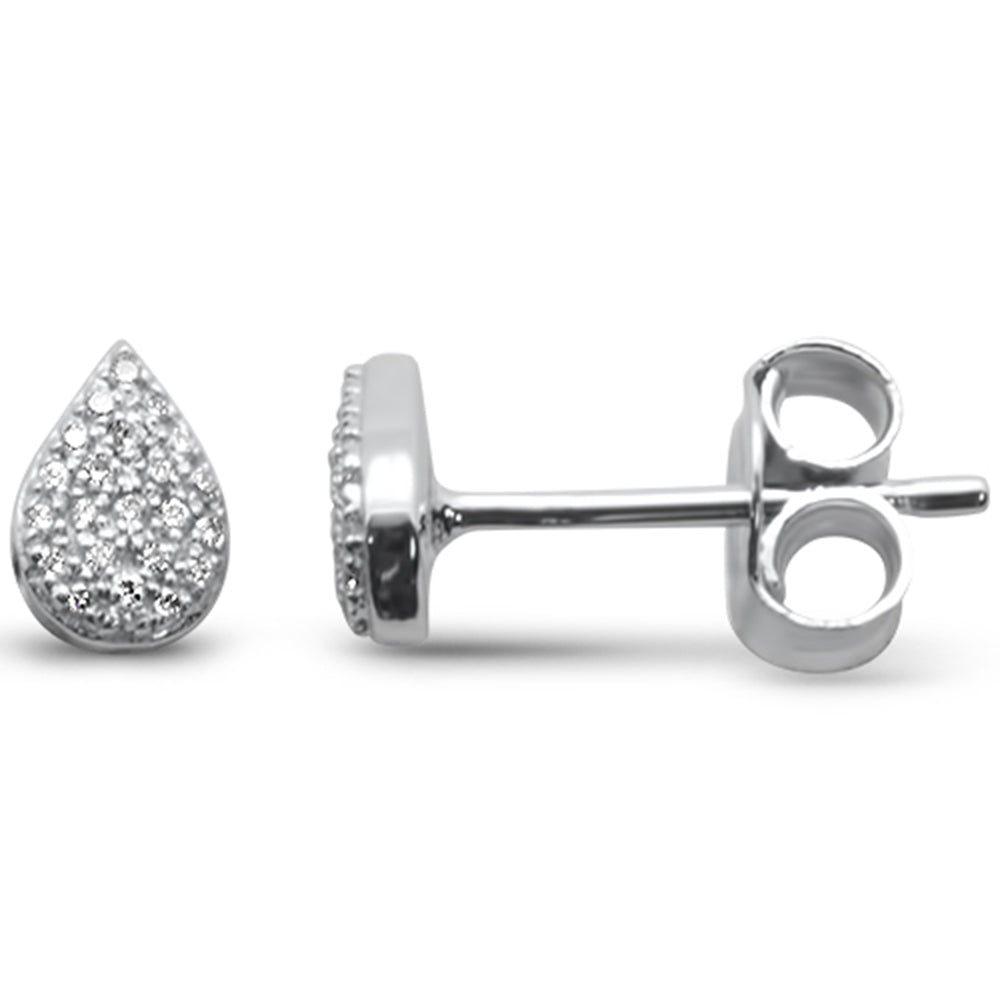 DIAMOND CLOSEOUT! .08ct G SI 14K White Gold Diamond Pear Shaped Trendy Stud Earrings