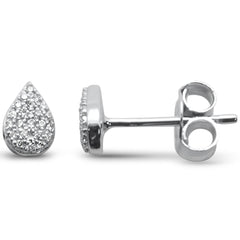 DIAMOND CLOSEOUT! .08ct G SI 14K White Gold Diamond Pear Shaped Trendy Stud Earrings