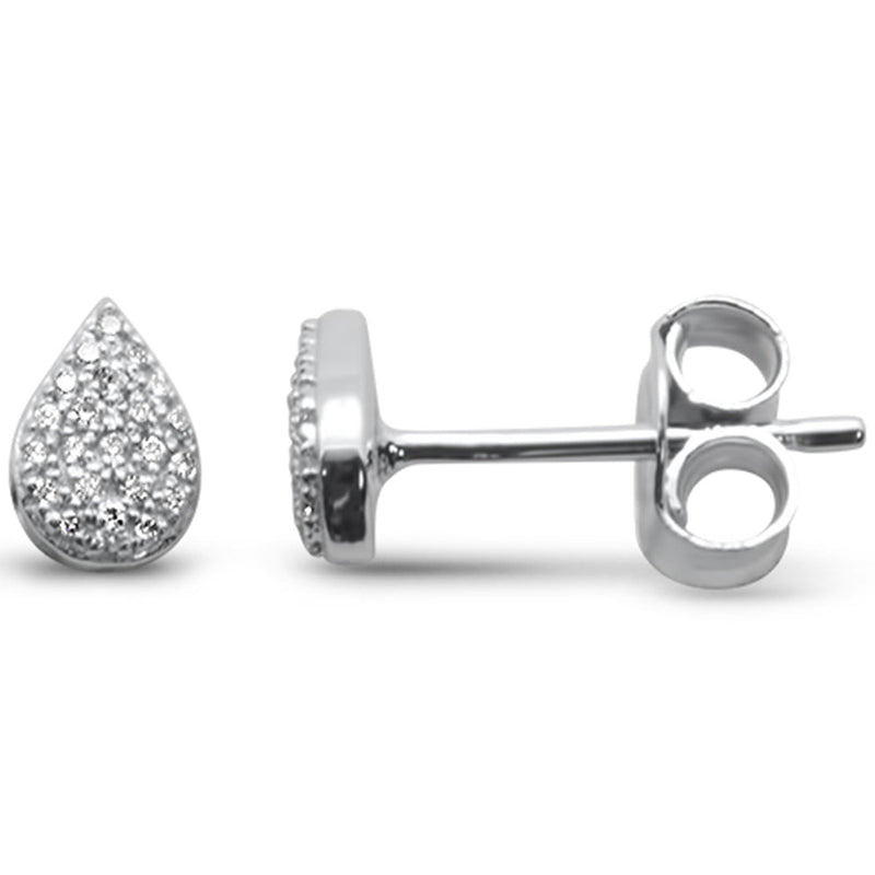DIAMOND CLOSEOUT! .08ct G SI 14K White Gold Diamond Pear Shaped Trendy Stud Earrings