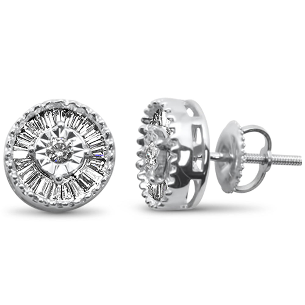 DIAMOND CLOSEOUT!  .50ct G SI 14K White Gold Baguette & Round Diamond Earrings