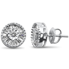 DIAMOND CLOSEOUT!  .50ct G SI 14K White Gold Baguette & Round Diamond Earrings