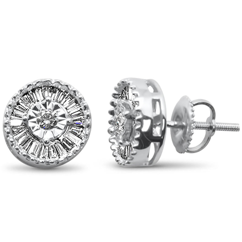 DIAMOND CLOSEOUT!  .50ct G SI 14K White Gold Baguette & Round Diamond Earrings