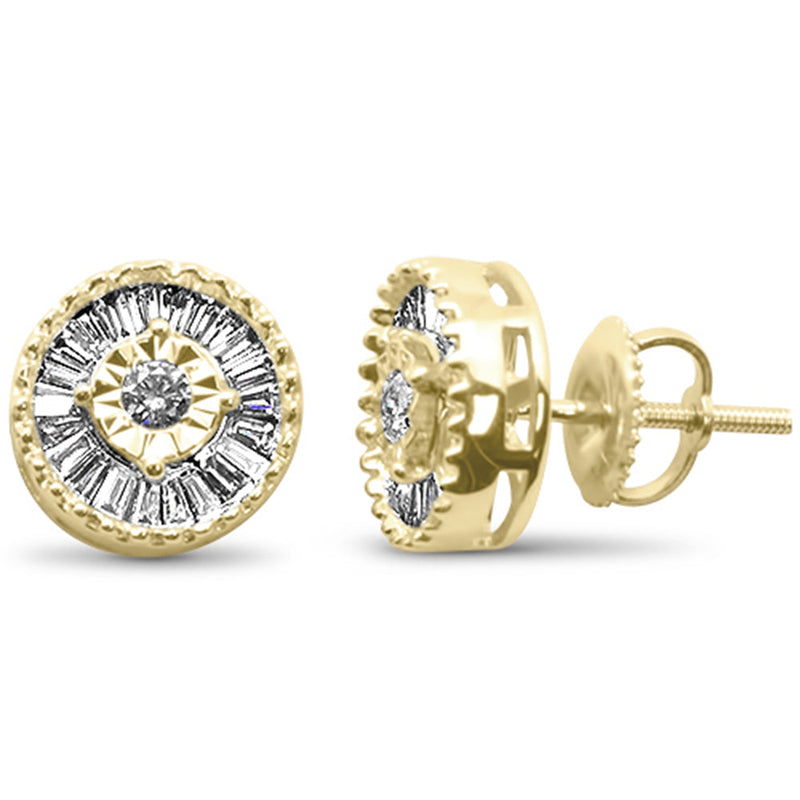 DIAMOND CLOSEOUT!  .52ct G SI 14K Yellow Gold Diamond Baguette & Round Earrings