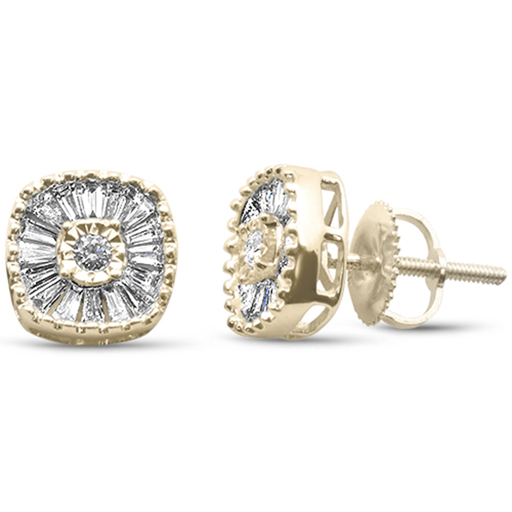 DIAMOND CLOSEOUT! .47ct G SI 10K Yellow Gold Diamond Round & Baguette Earrings