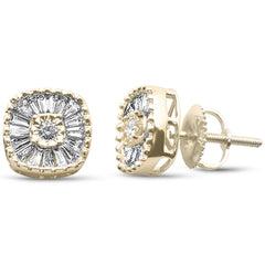 DIAMOND CLOSEOUT! .47ct G SI 10K Yellow Gold Diamond Round & Baguette Earrings