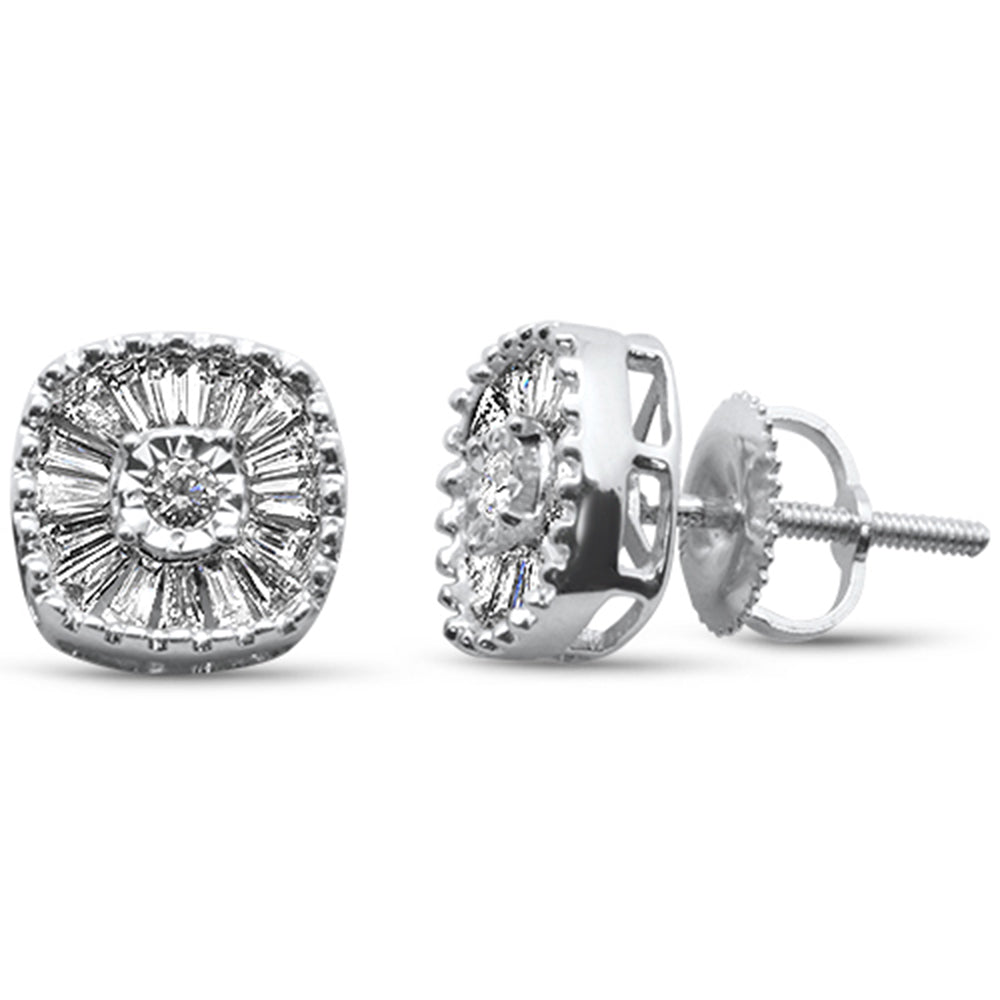 SPECIAL! .51ct G SI 10K White Gold Diamond Round & Baguette Earrings