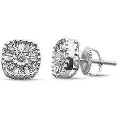 SPECIAL! .51ct G SI 10K White Gold Diamond Round & Baguette Earrings