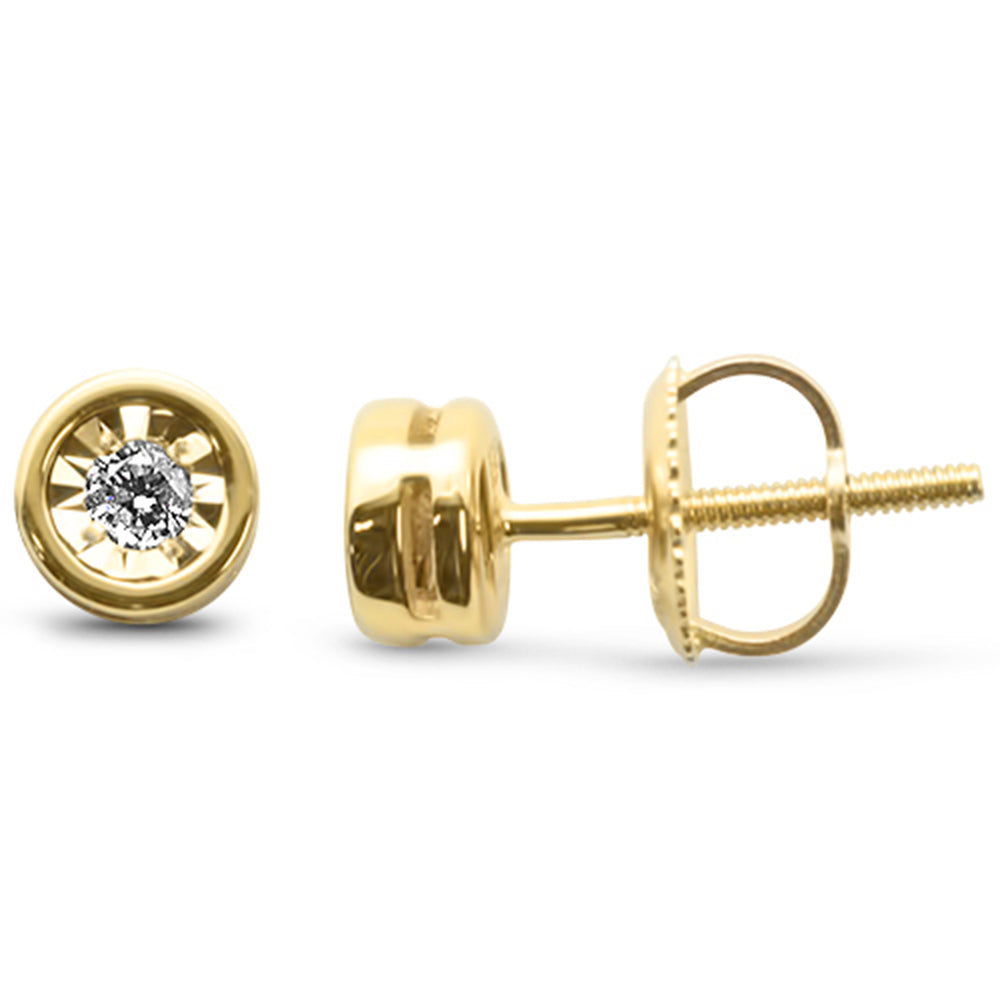 DIAMOND CLOSEOUT! .10ct G SI 10K Yellow Gold Diamond Miracle Illusion Bezel Set Stud Earrings