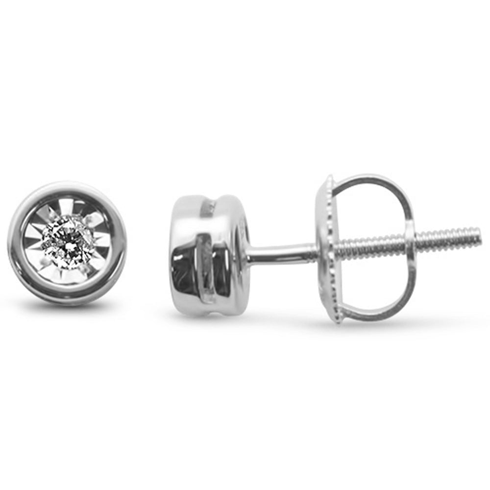 DIAMOND CLOSEOUT! .10ct G SI 10K White Gold Diamond Miracle Illusion Bezel Set Stud Earrings