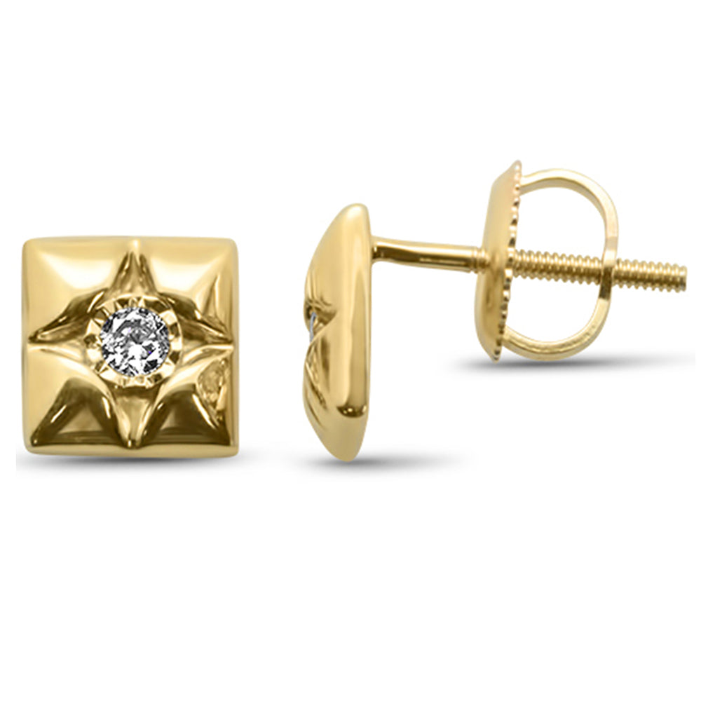 DIAMOND CLOSEOUT! .10ct G SI 10K Yellow Gold Square Diamond Stud Earrings