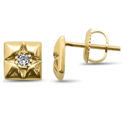 DIAMOND CLOSEOUT! .10ct G SI 10K Yellow Gold Square Diamond Stud Earrings