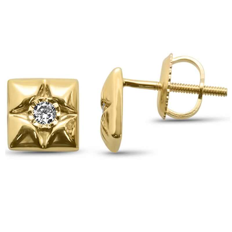 DIAMOND CLOSEOUT! .10ct G SI 10K Yellow Gold Square Diamond Stud Earrings