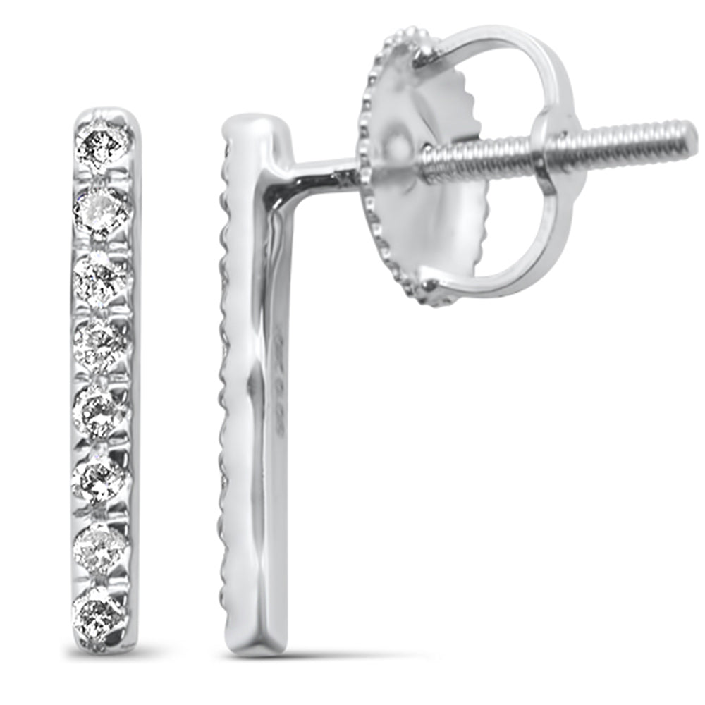 DIAMOND CLOSEOUT! .12ct G SI 10K White Gold Diamond Fashion Trendy Line Earrings