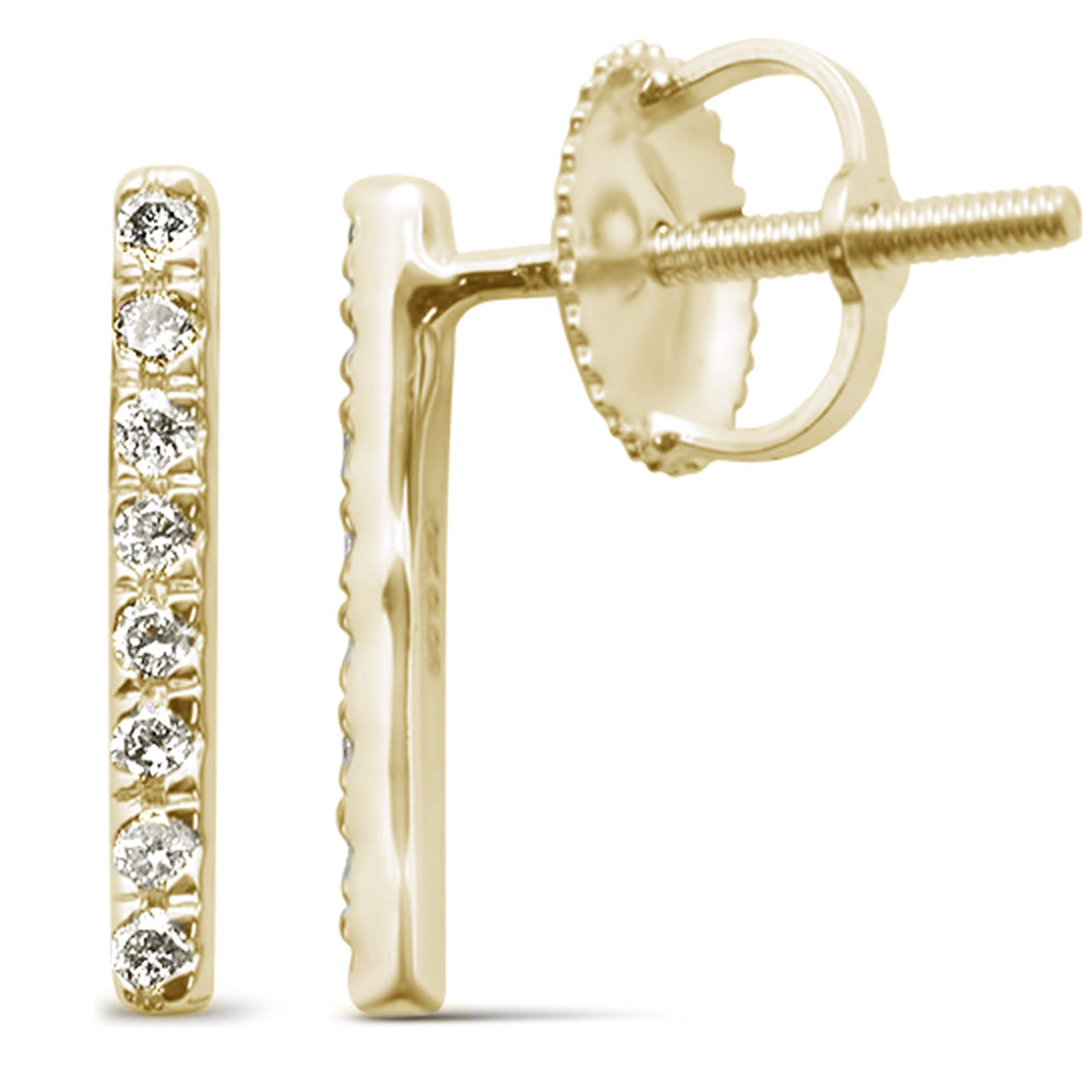 DIAMOND CLOSEOUT! .10ct G SI 10K Yellow Gold Diamond Fashion Trendy Line Earrings