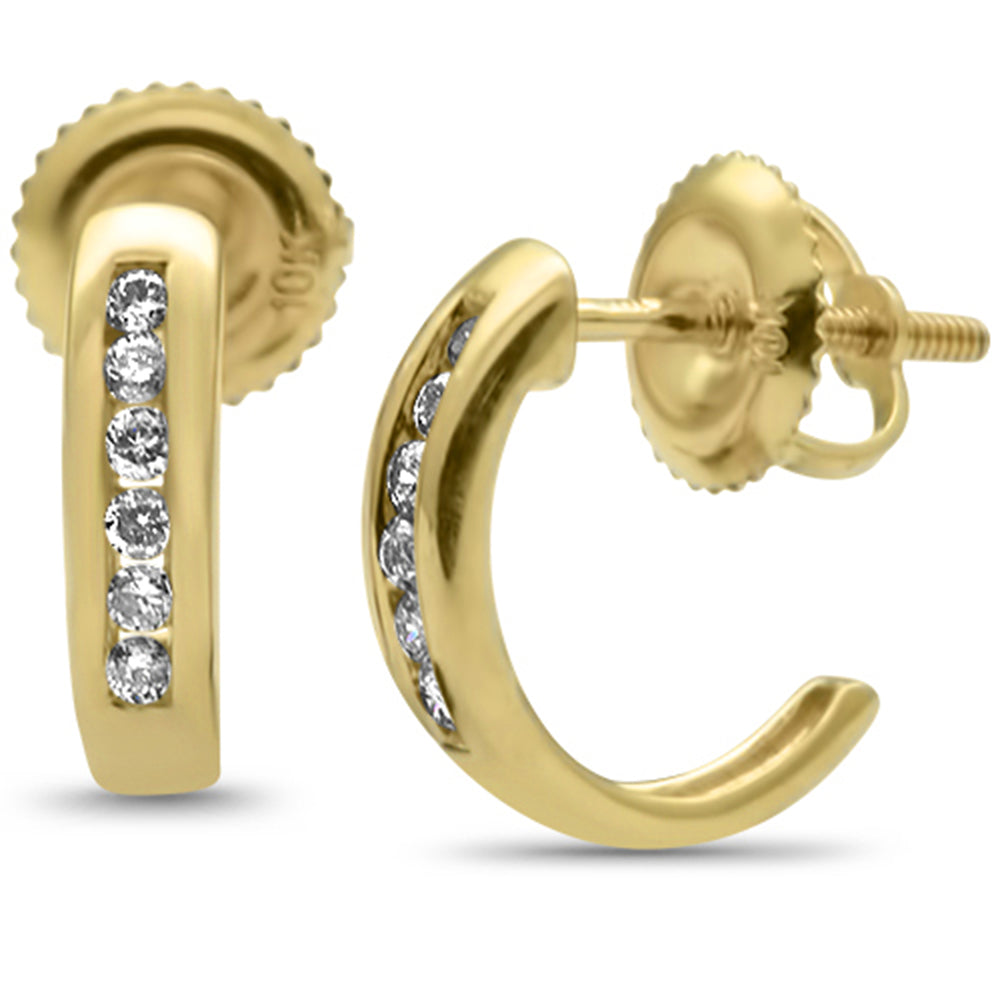 DIAMOND CLOSEOUT! .12ct G SI 10K Yellow Gold Diamond Half Hoop Earrings