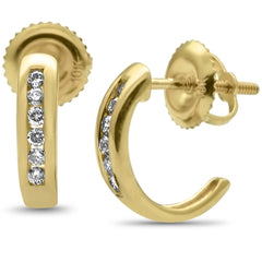 DIAMOND CLOSEOUT! .12ct G SI 10K Yellow Gold Diamond Half Hoop Earrings