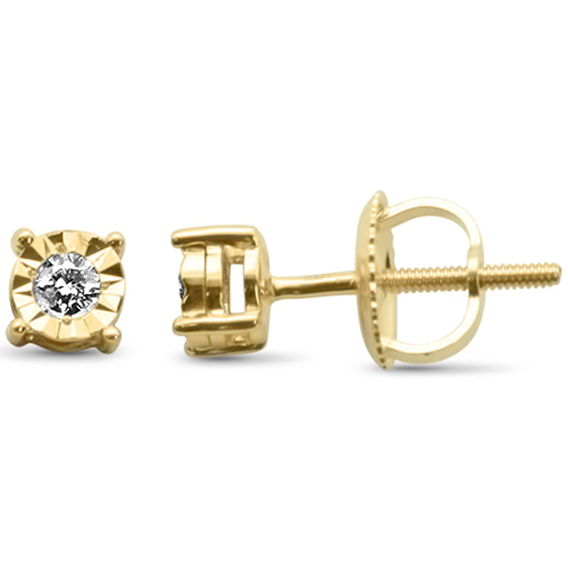 DIAMOND CLOSEOUT! .10ct G SI 10K Yellow Gold Round Diamond Fashion Earrings
