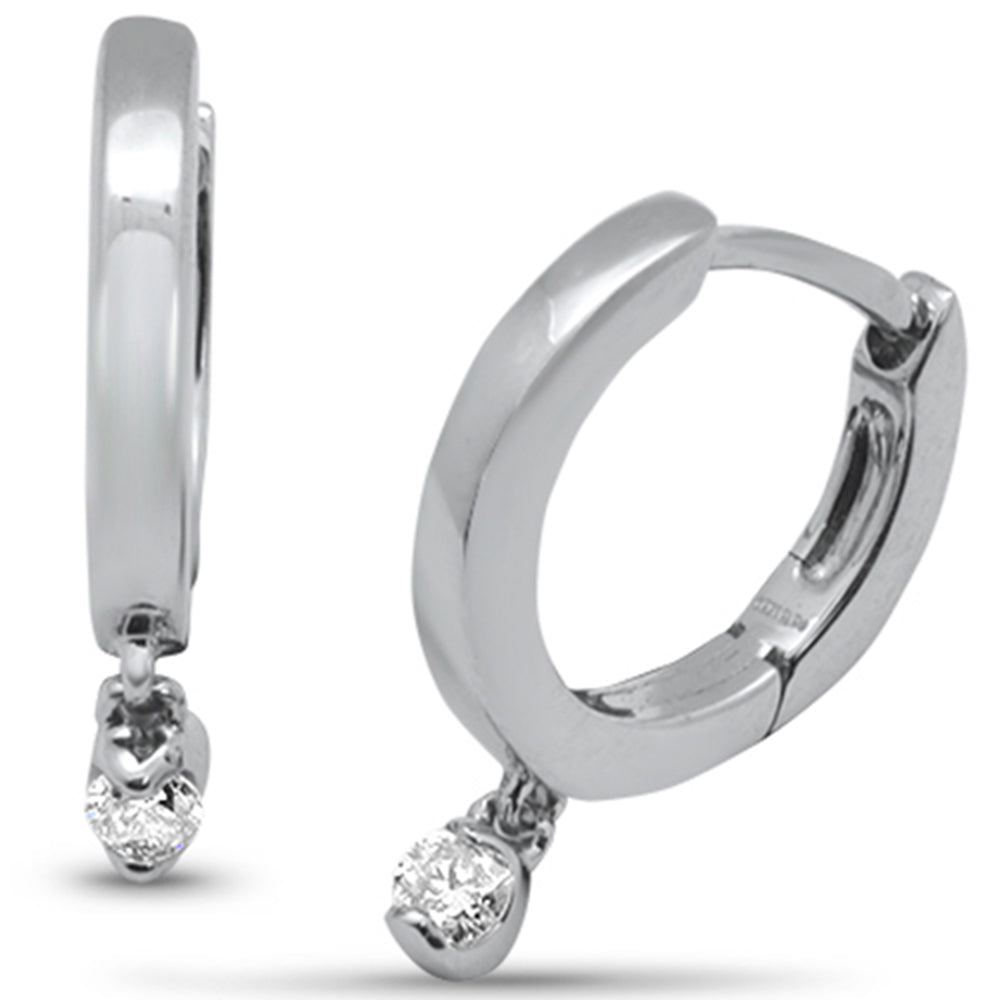 SPECIAL! .08ct G SI 10K White Gold Diamond Dangling Hoop Earrings