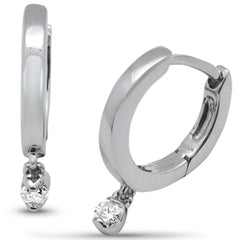 SPECIAL! .08ct G SI 10K White Gold Diamond Dangling Hoop Earrings