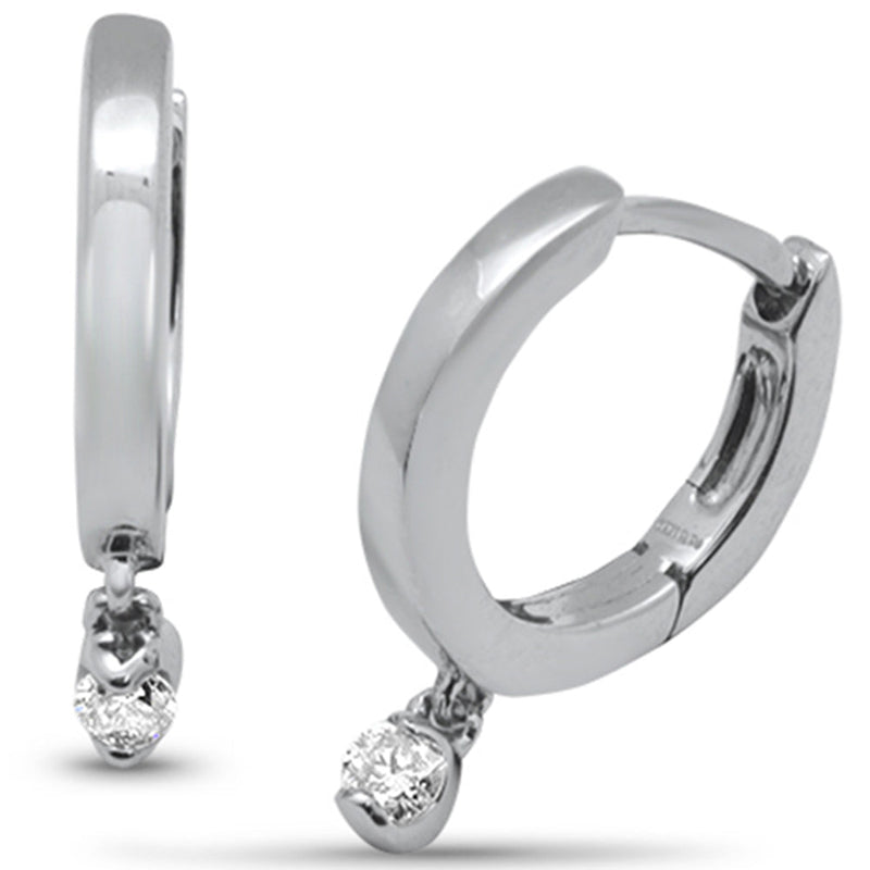 SPECIAL! .08ct G SI 10K White Gold Diamond Dangling Hoop Earrings