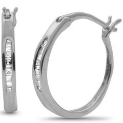 DIAMOND CLOSEOUT! .09ct G SI 10KT White Gold Diamond Baguette Hoop Earrings