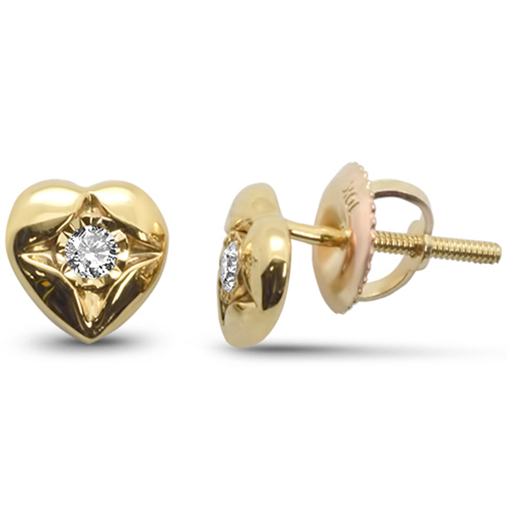 DIAMOND CLOSEOUT! .10ct G SI 10K Yellow Gold Diamond Heart Shaped Earrings