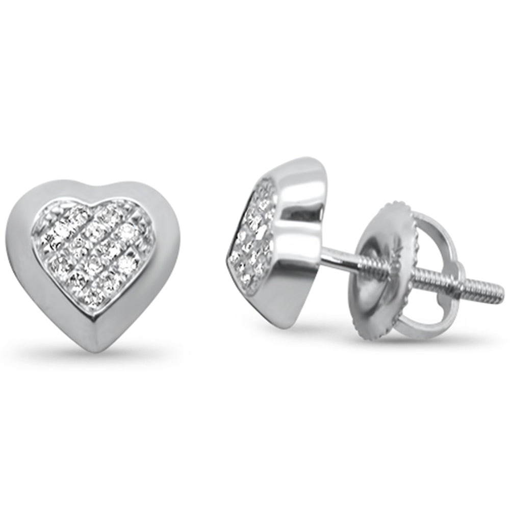 DIAMOND CLOSEOUT! .08ct G SI 10K White Gold Diamond Heart Shaped Fashion Earrings