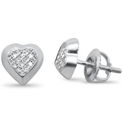 DIAMOND CLOSEOUT! .08ct G SI 10K White Gold Diamond Heart Shaped Fashion Earrings