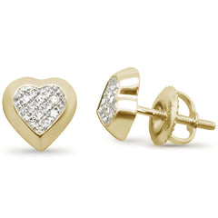 DIAMOND CLOSEOUT! .09ct G SI 10K Yellow Gold Diamond Heart Shaped Fashion Earrings