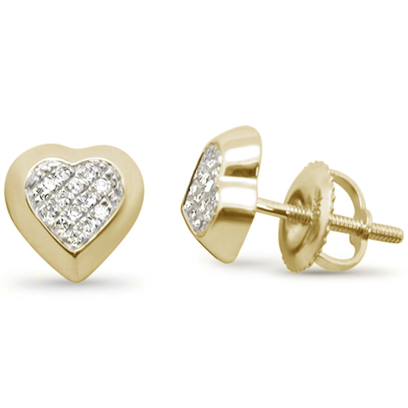 DIAMOND CLOSEOUT! .09ct G SI 10K Yellow Gold Diamond Heart Shaped Fashion Earrings