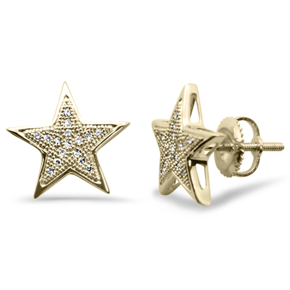 DIAMOND CLOSEOUT! .12ct G SI 10K Yellow Gold Diamond Star Shaped Fashion Earrings