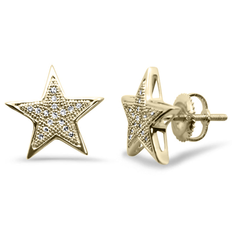 DIAMOND CLOSEOUT! .12ct G SI 10K Yellow Gold Diamond Star Shaped Fashion Earrings