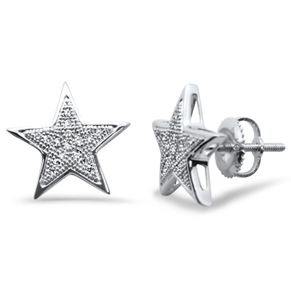 DIAMOND CLOSEOUT! .12ct G SI 10K White Gold Diamond Star Shaped Fashion Earrings