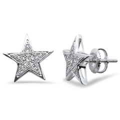 DIAMOND CLOSEOUT! .12ct G SI 10K White Gold Diamond Star Shaped Fashion Earrings