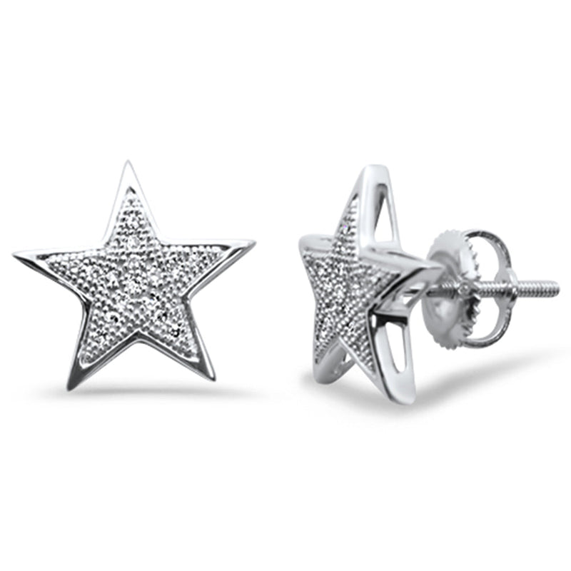 DIAMOND CLOSEOUT! .12ct G SI 10K White Gold Diamond Star Shaped Fashion Earrings