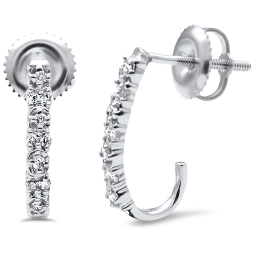 DIAMOND CLOSEOUT! .12ct G SI 10K White Gold Diamond J Hoop Earrings