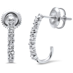 DIAMOND CLOSEOUT! .12ct G SI 10K White Gold Diamond J Hoop Earrings