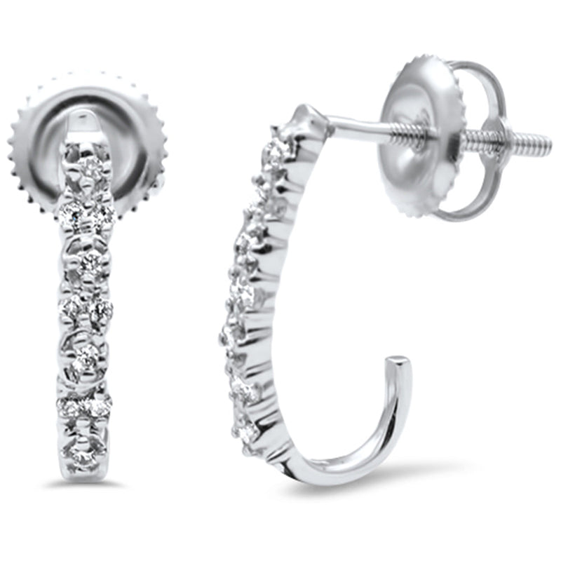 DIAMOND CLOSEOUT! .12ct G SI 10K White Gold Diamond J Hoop Earrings
